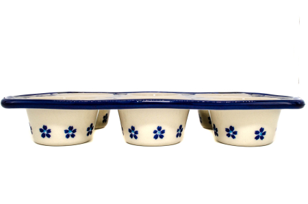 Tava briose, ceramica smaltuita Blue Flowers, pictata manual, 22,2 x 37,8 cm [4]