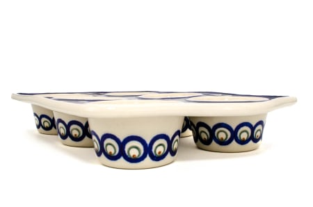 Tava briose ceramica smaltuita Blue Peacock Eyes, pictata manual, 22,2 x 37,8 cm [4]