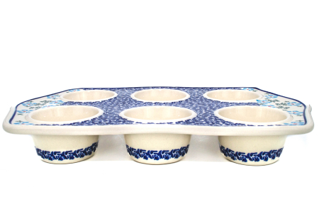 Tava briose ceramica smaltuita Forget-me-nots, pictata manual, 22,2 x 37,8 cm [2]