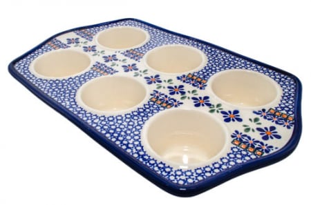 Tavi de copt - Tava briose ceramica smaltuita Joy, pictata manual, 22,2 x 37,8 cm