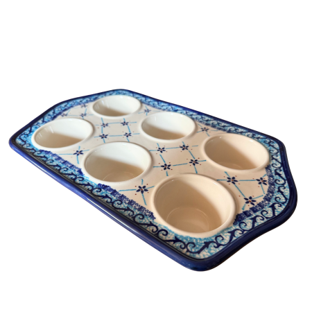 Tava briose, Little Blue Flowers, ceramica smaltuita, pictata manual, 22,2 x 37,8 cm [1]