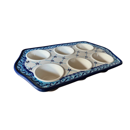 Tava briose, Little Blue Flowers, ceramica smaltuita, pictata manual, 22,2 x 37,8 cm [7]