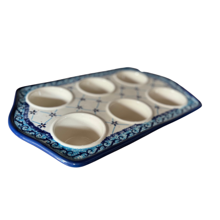 Tava briose, Little Blue Flowers, ceramica smaltuita, pictata manual, 22,2 x 37,8 cm [2]