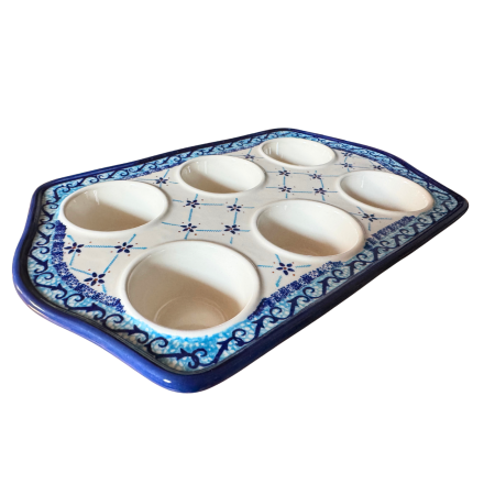 Tava briose, Little Blue Flowers, ceramica smaltuita, pictata manual, 22,2 x 37,8 cm [9]
