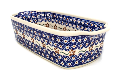 Tava cozonac Flowery, ceramica smaltuita, pictata manual, 26,5 x 12,5 cm, volum 1,0 L [3]