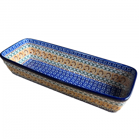 Tavi de copt - Tava chec Morning Sunrise, ceramica smaltuita, pictata manual, 31,0 X 12,0 cm