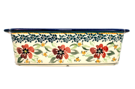 Tava chec, Red Flowers ceramica smaltuita, pictata manual, 26,5 x 12,5 cm, volum 1,0 L [2]