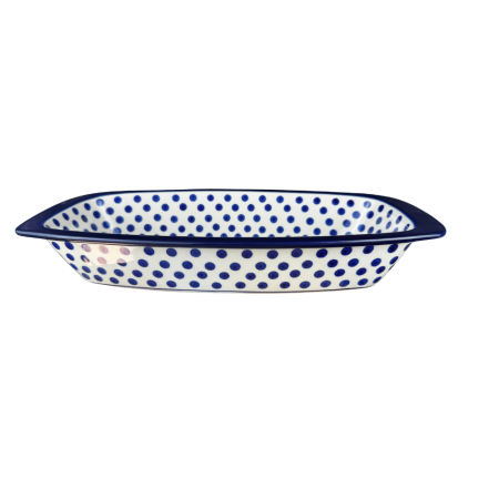 Tava cozonac Blue Dots, ceramica smaltuita, pictata manual, 36,0 x 18,0 cm [1]