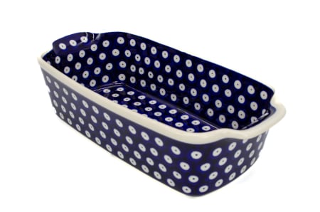 Tavi de copt - Tava cozonac Blue Eyes, ceramica smaltuita, pictata manual, 26,5 x 12,5 cm, volum 1,0 L