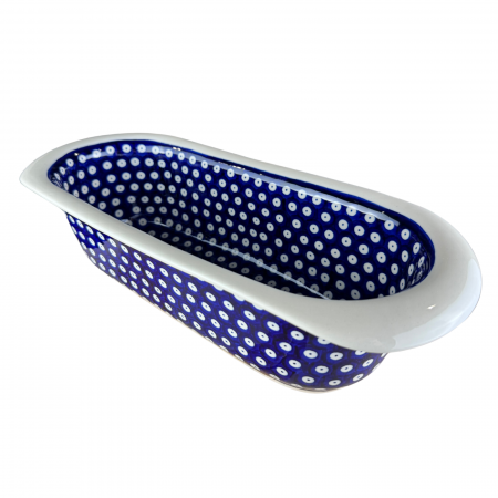 Tavi de copt - Tava cozonac Blue Eyes , ceramica smaltuita, pictata manual, 39,0 x 17,5 cm