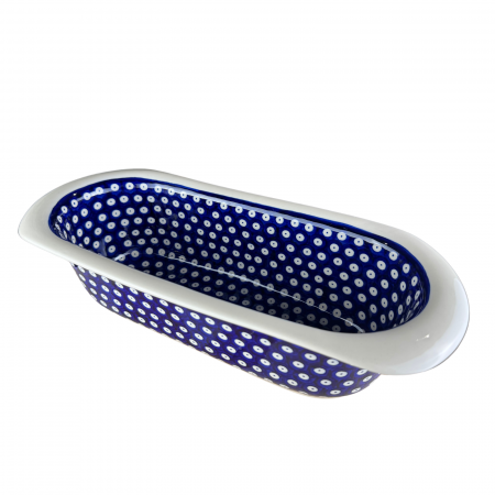 Tava cozonac Blue Eyes , ceramica smaltuita, pictata manual, 39,0 x 17,5 cm [2]