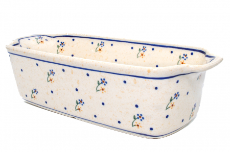 Tava cozonac Little Flowers, ceramica smaltuita, pictata manual, 26,5 x 12,5 cm, volum 1,0 L [1]