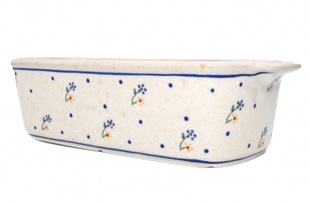 Tava cozonac Little Flowers, ceramica smaltuita, pictata manual, 26,5 x 12,5 cm, volum 1,0 L [2]