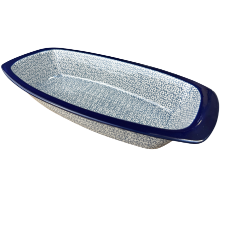 Tava cozonac Blue Sea, ceramica smaltuita, pictata manual, 36,0 x 18,0 cm