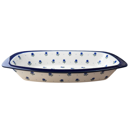 Tava cozonac Blue Spring, ceramica smaltuita, pictata manual, 36,0 x 18,0 cm [3]