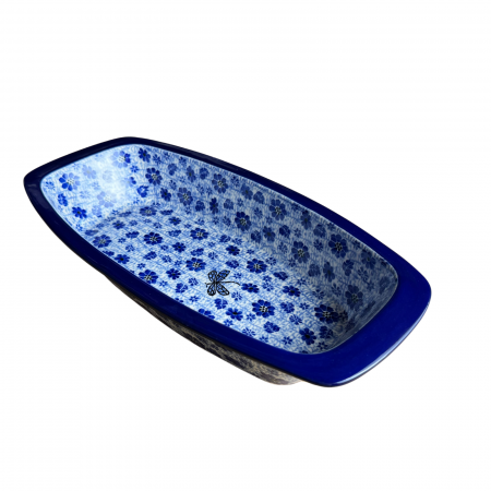 Tava cozonac Butterfly Dance, ceramica smaltuita, pictata manual, 36,0 x 18,0 cm [8]