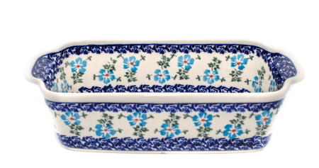 Tava cozonac Forget-me-nots, ceramica smaltuita, pictata manual, 26,5 x 12,5 cm, volum 1,0 L [1]