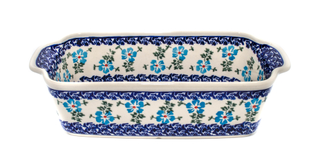 Tava cozonac Forget-me-nots, ceramica smaltuita, pictata manual, 26,5 x 12,5 cm, volum 1,0 L [2]