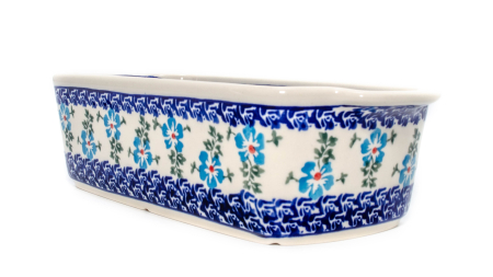 Tava cozonac Forget-me-nots, ceramica smaltuita, pictata manual, 26,5 x 12,5 cm, volum 1,0 L [3]