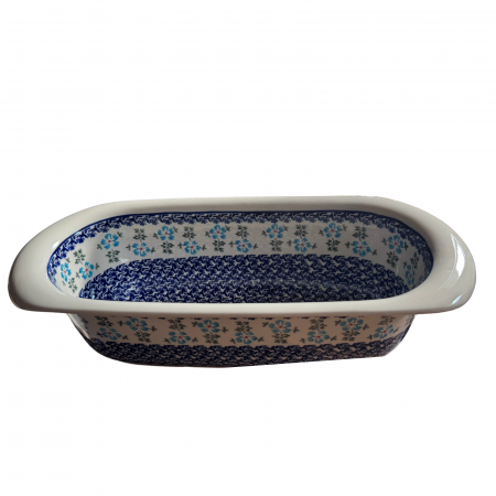 Tava cozonac Forget-me-nots, ceramica smaltuita, pictata manual, 39,0 x 17,5 cm [7]