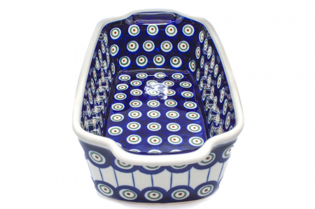 Tava cozonac Peacock Eyes, ceramica smaltuita, pictata manual, 26,5 x 12,5 cm, volum 1,0 L [2]