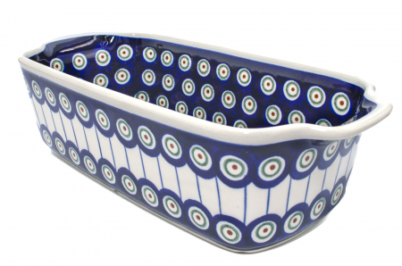 Tava cozonac Peacock Eyes, ceramica smaltuita, pictata manual, 26,5 x 12,5 cm, volum 1,0 L [0]