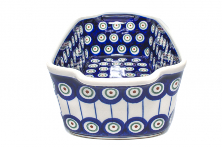 Tava cozonac Peacock Eyes, ceramica smaltuita, pictata manual, 26,5 x 12,5 cm, volum 1,0 L [4]