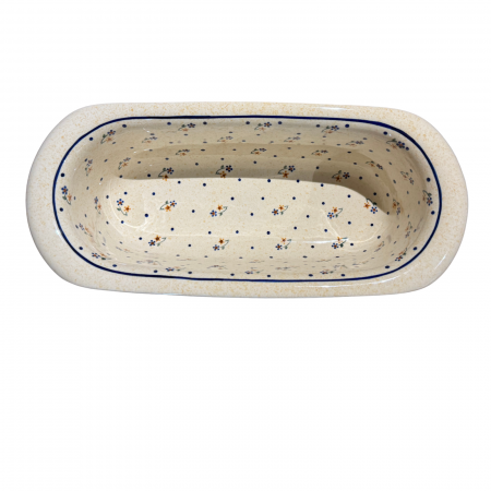 Tava cozonac Little Flowers, ceramica smaltuita, pictata manual, 39,0 x 17,5 cm [1]