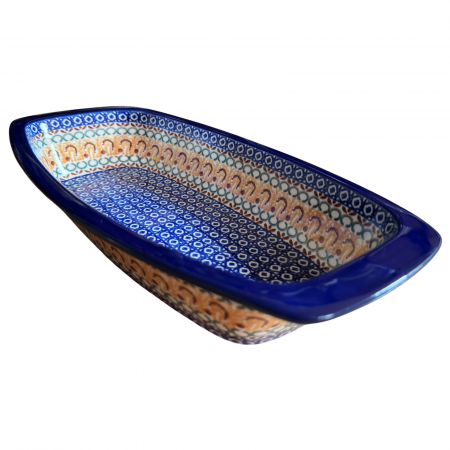 Tavi de copt - Tava cozonac Morning Sunrise, ceramica smaltuita, pictata manual, 36,0 x 18,0 cm