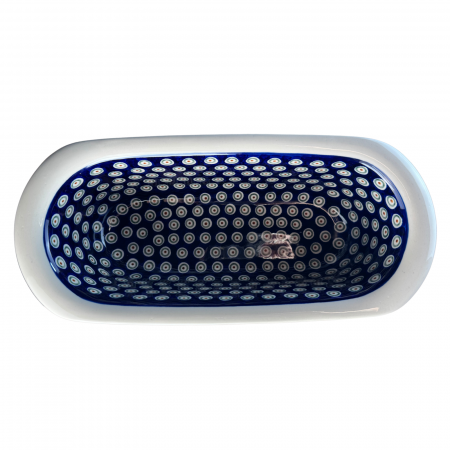 Tava cozonac Peacock Eyes, ceramica smaltuita, pictata manual, 39,0 x 17,5 cm [2]
