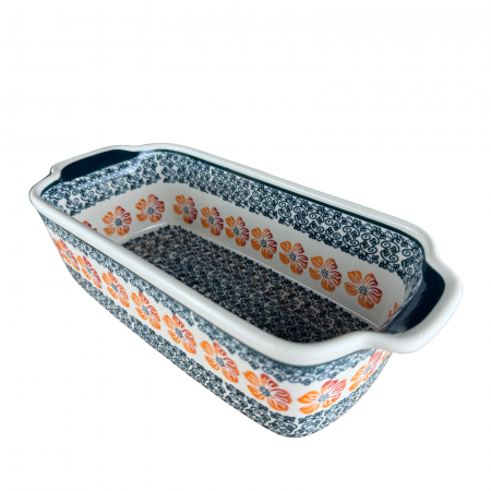 Tava cozonac Poppy Rain, ceramica smaltuita, pictata manual, 26,5 x 12,5 cm, volum 1,0 L [1]