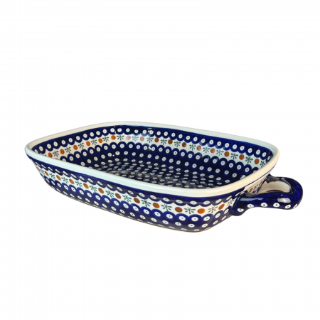 Tava cu manere pentru cuptor, Blue Eyes Festive, dreptunghiulara, ceramica smaltuita, pictata manual, 27,2 x 45,0 cm, volum 3,5 L [1]