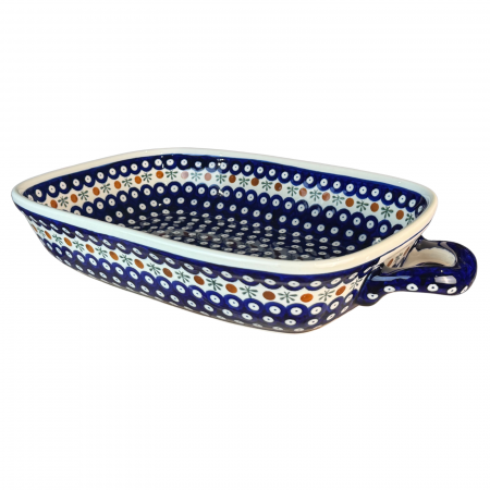 Tava cu manere pentru cuptor, Blue Eyes Festive, dreptunghiulara, ceramica smaltuita, pictata manual, 27,2 x 45,0 cm, volum 3,5 L [0]