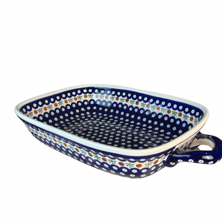 Tava cu manere pentru cuptor, Blue Eyes Festive, dreptunghiulara, ceramica smaltuita, pictata manual, 27,2 x 45,0 cm, volum 3,5 L [4]