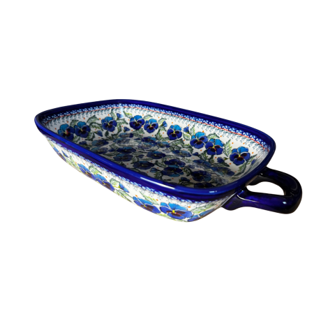 Tava cu manere pentru cuptor, Pansies Bouquet , dreptunghiulara, ceramica smaltuita, pictata manual, 27,2 x 45,0 cm, volum 3,5 L [3]