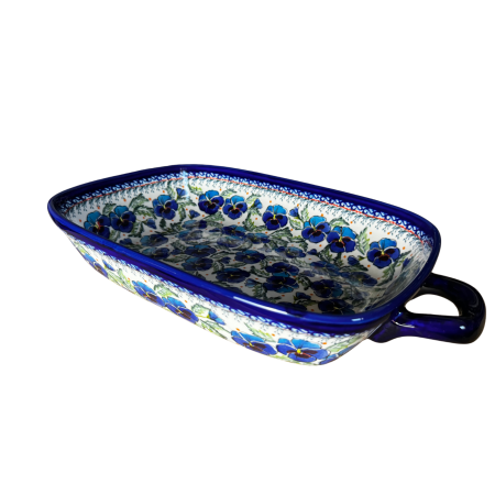Tava cu manere pentru cuptor, Pansies Bouquet , dreptunghiulara, ceramica smaltuita, pictata manual, 27,2 x 45,0 cm, volum 3,5 L [2]