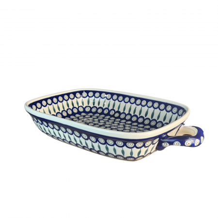 Tava cu manere pentru cuptor, Peacock Tear Drops, dreptunghiulara, ceramica smaltuita, pictata manual, 27,2 x 45,0 cm, volum 3,5 L [3]