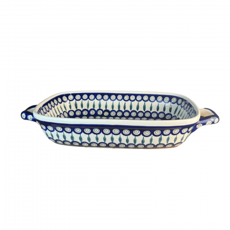 Tava cu manere pentru cuptor, Peacock Tear Drops, dreptunghiulara, ceramica smaltuita, pictata manual, 27,2 x 45,0 cm, volum 3,5 L [5]