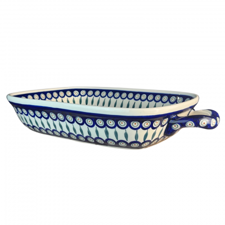 Tava cu manere pentru cuptor, Peacock Tear Drops, dreptunghiulara, ceramica smaltuita, pictata manual, 27,2 x 45,0 cm, volum 3,5 L [2]