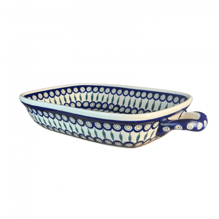 Tava cu manere pentru cuptor, Peacock Tear Drops, dreptunghiulara, ceramica smaltuita, pictata manual, 27,2 x 45,0 cm, volum 3,5 L [6]