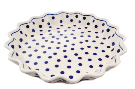 Tava cuptor rotunda Blue Dots, ceramica smaltuita, pictata manual, diametru 26,4 cm, volum 0,7 L [2]