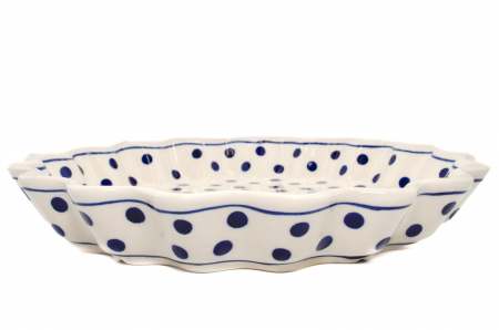 Tava cuptor rotunda Blue Dots, ceramica smaltuita, pictata manual, diametru 26,4 cm, volum 0,7 L [5]