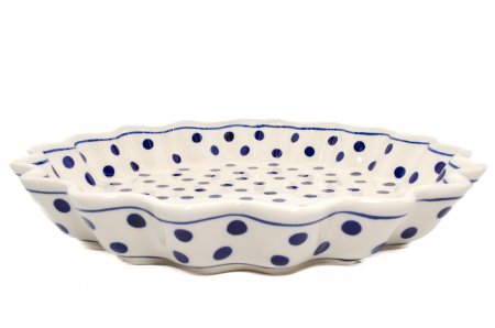 Tava cuptor rotunda Blue Dots, ceramica smaltuita, pictata manual, diametru 26,4 cm, volum 0,7 L [4]