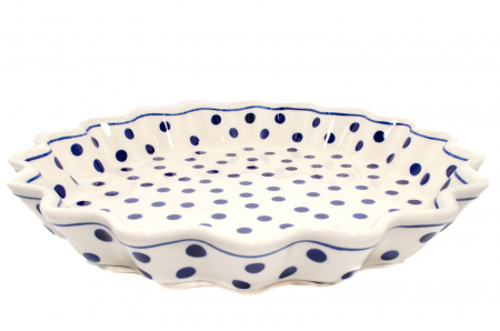 Tava cuptor rotunda Blue Dots, ceramica smaltuita, pictata manual, diametru 26,4 cm, volum 0,7 L [3]