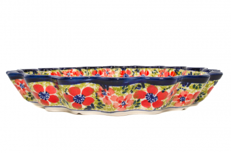 Tava cuptor rotunda Fire Poppies, ceramica smaltuita, pictata manual, diametru 26,4 cm, volum 0,7 L [4]