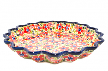 Tava cuptor rotunda Fire Poppies, ceramica smaltuita, pictata manual, diametru 26,4 cm, volum 0,7 L [1]