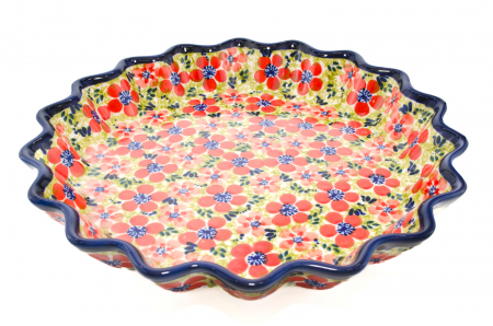 Tava cuptor rotunda Fire Poppies, ceramica smaltuita, pictata manual, diametru 26,4 cm, volum 0,7 L [2]