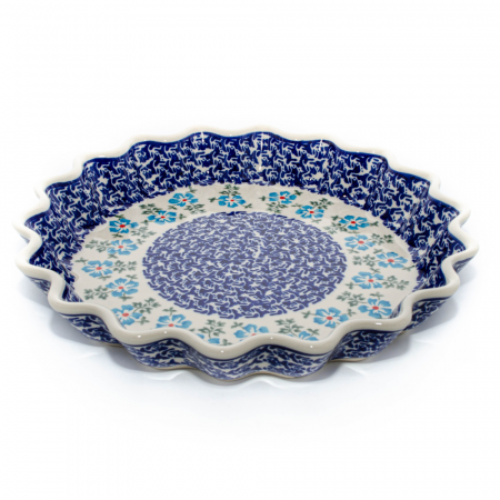 Tava cuptor rotunda Forget-me-nots, ceramica smaltuita, pictata manual, diametru 26,4 cm, volum 0,7 L [0]