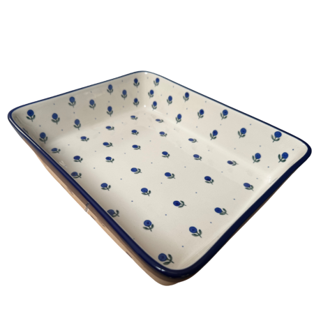 Noutăți. - Tava dreptunghiulara Blue Spring, ceramica smaltuita, pictata manual, 27,0 X 32, 5 cm