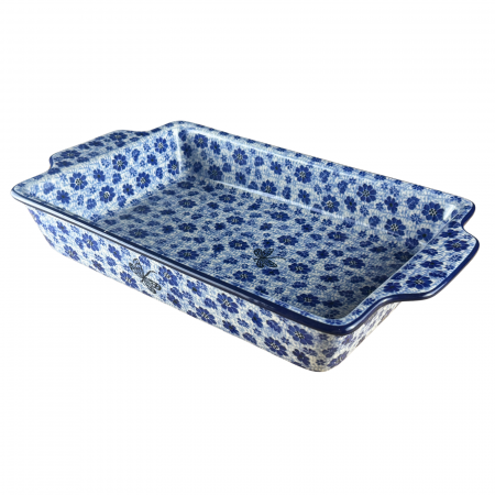 Tava dreptunghiulara cu manere Butterfly Dance, ceramica smaltuita, pictata manual, 23,0 X 39, 0 cm [1]